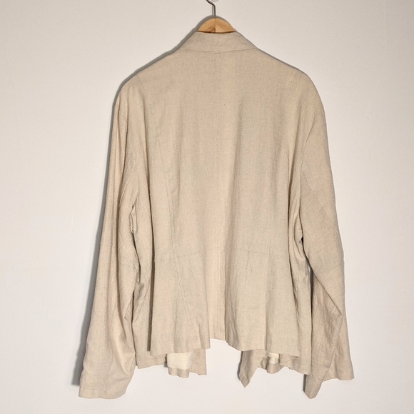 Bagatelle Collection Linen Viscose Drape Front Jacket, 2X - Picture 3 of 9